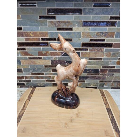 Vintage Deer Figurine, Leaping Doe, Mid Century Modern or Art Deco Brown - Picture 1 of 7